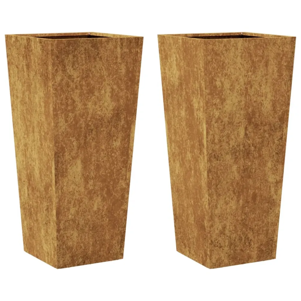 Jardiniere de grădină 2 buc 35x35x75 cm Oțel pentru intemperii