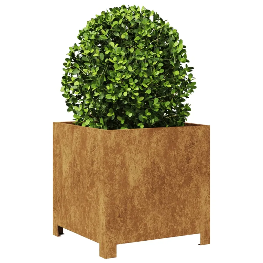 Jardiniere de grădină 2 buc 40x40x40 cm Oțel pentru intemperii