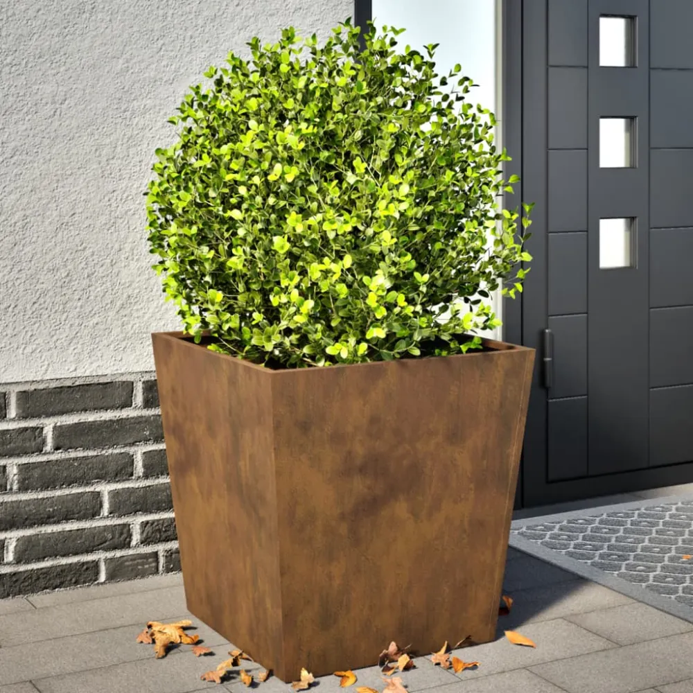 Jardiniere de grădină 2 buc 50x50x50 cm Oțel pentru intemperii