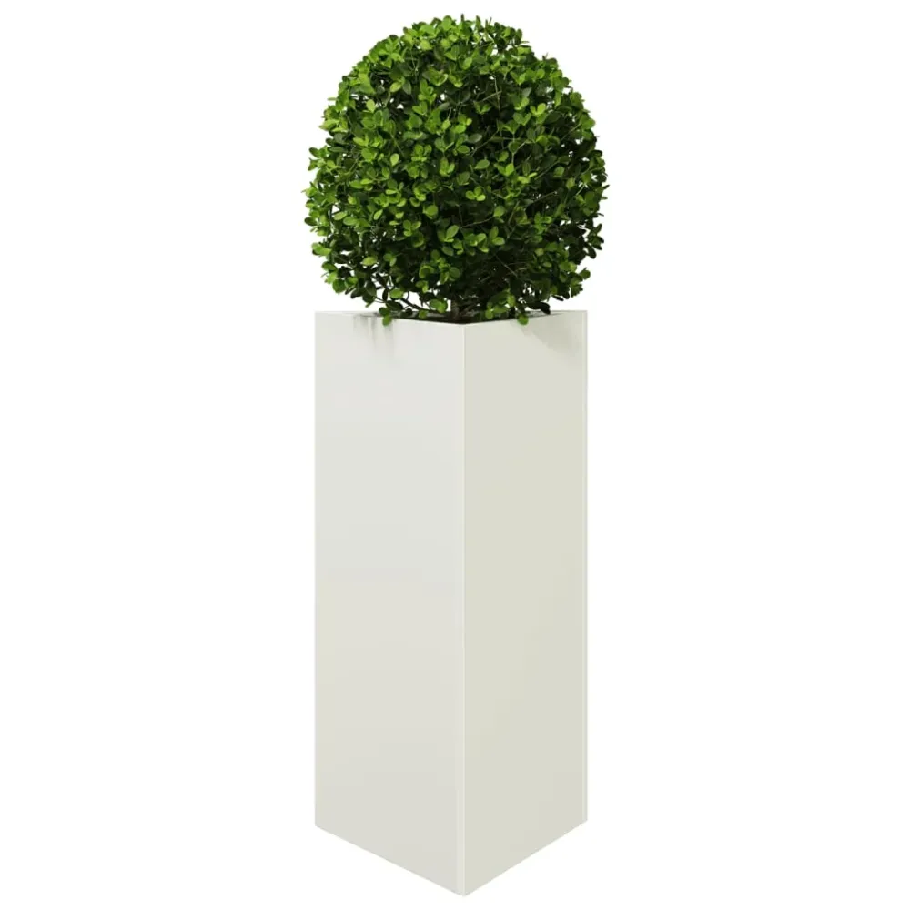 Jardiniere grădină, 2 buc., alb, 40x34,5x70 cm, oțel, triunghi
