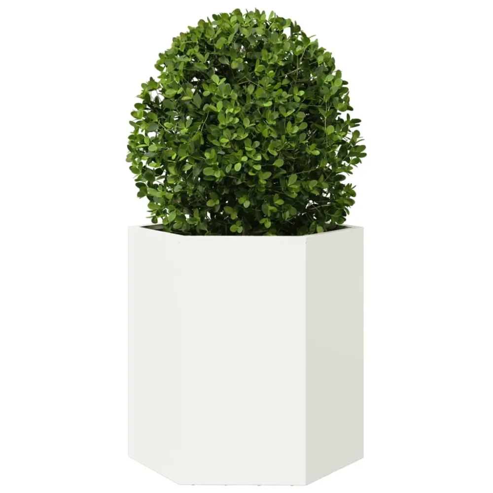 Jardiniere de grădină, 2 buc. alb 46x40x45 cm oțel hexagonală