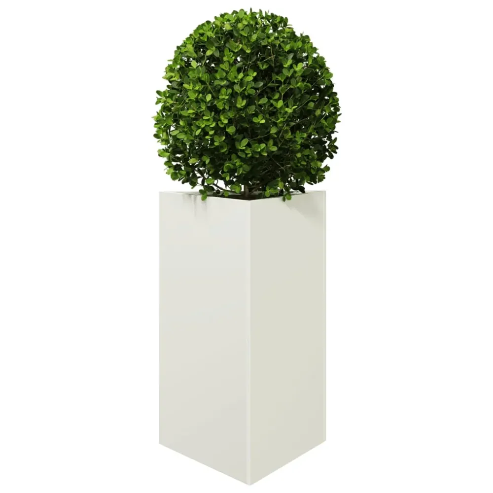 Jardiniere grădină, 2 buc., alb, 50x43x75 cm, oțel, triunghi