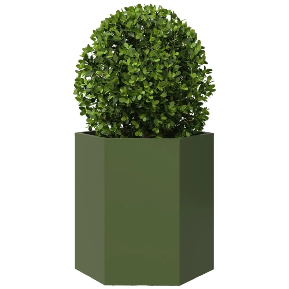 Jardiniere grădină 2 buc. verde 46x40x45 cm oțel hexagonală