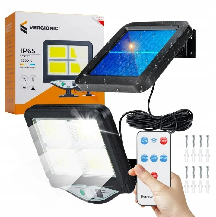 Lampă solară cu senzor de mișcare crepusculară + panou