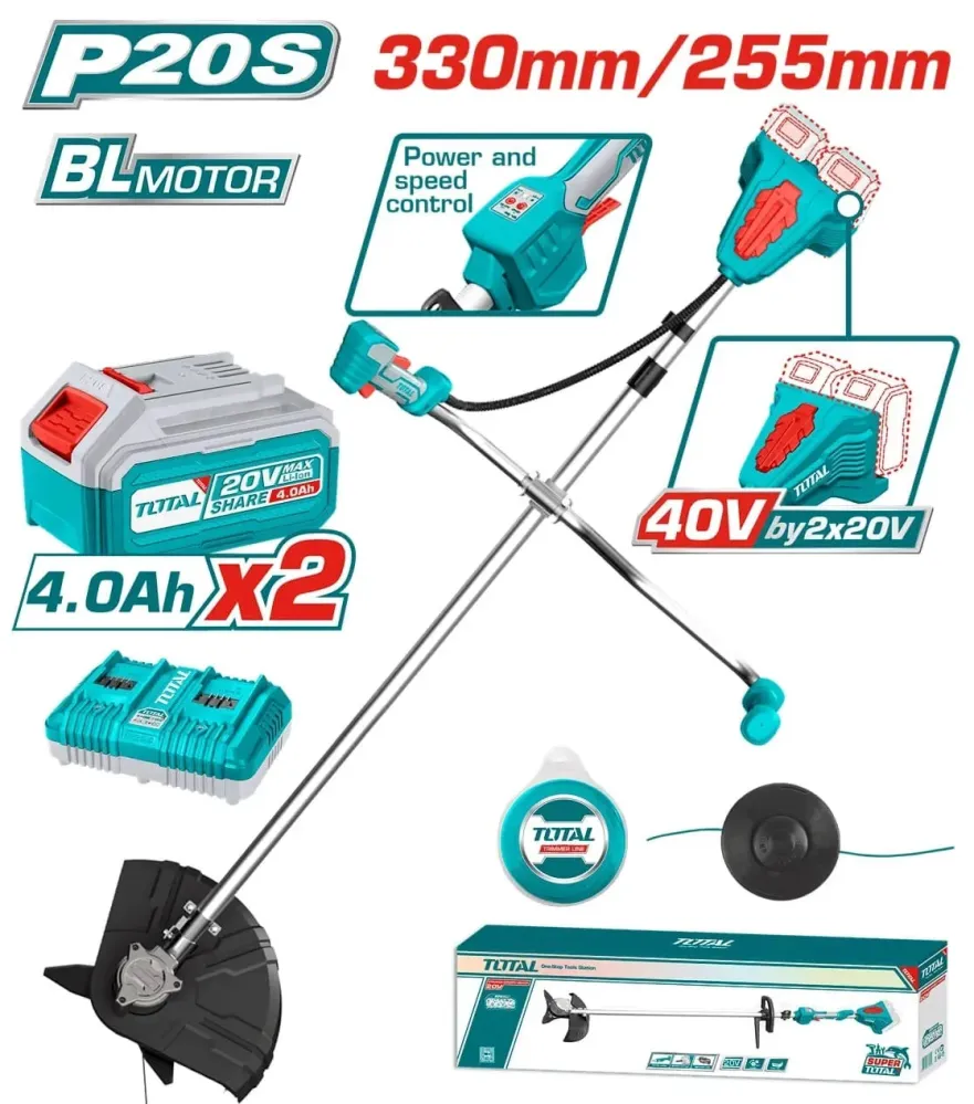 Motocoasa pe acumulatori TOTAL 40V- LI-ION INCLUDE ACUMULATOR SI INCARCATOR - RESIGILAT