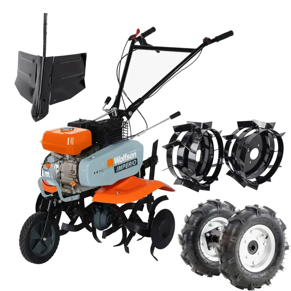 Motosapa pe benzina Wolfson Imperio, 7CP, 212cc, latime de lucru 80cm, cu roti de transport + roti metalice si rarita regl...