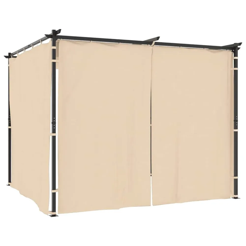 Pavilion cu draperii, crem, 3 x 3 m, oțel