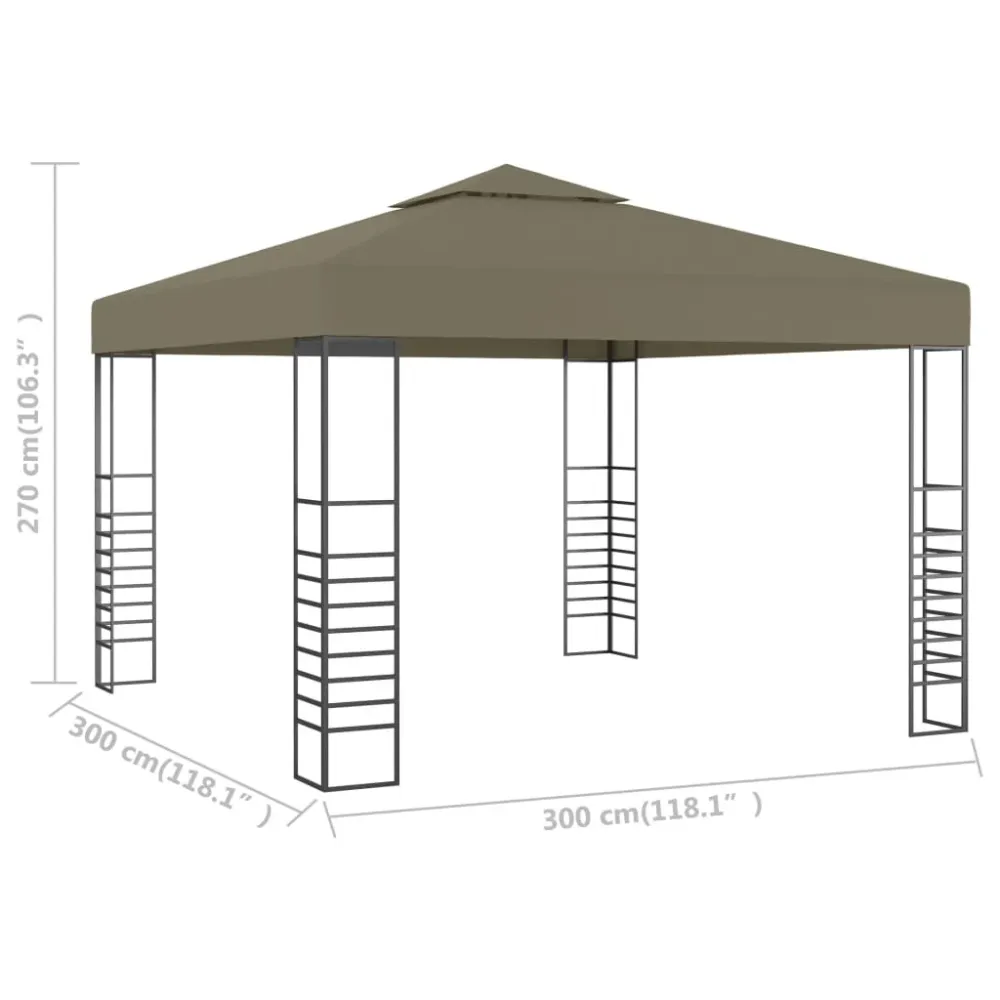 Pavilion de grădină, gri taupe, 3 x 3 m, 180 g/m²