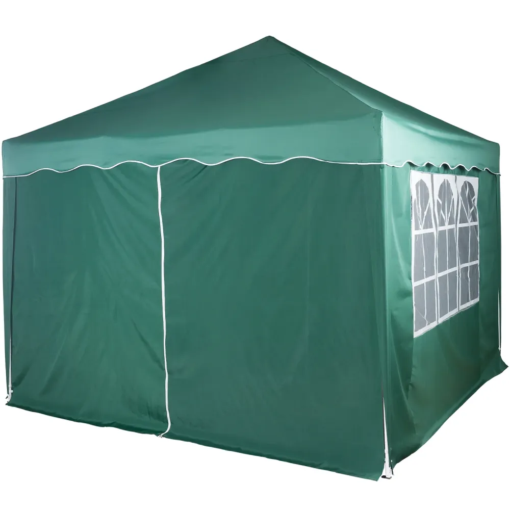 Perete lateral pentru foisor pliabil, 3 x 3 m, impermeabil, verde