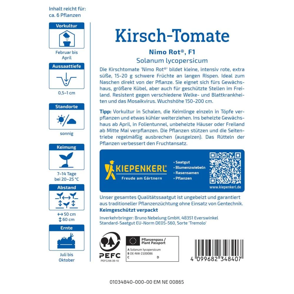 Seminte rosii cherry rosii Nimo F1 – productie constanta si gust placut, cu protectie germinatie
