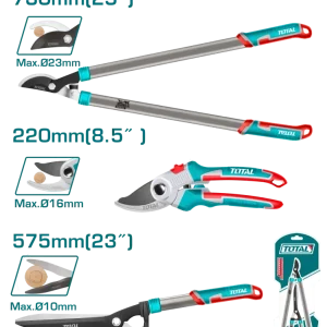 Set foarfeci gradina TOTAL 3 piese, lame teflon, 220 mm, 575 mm, 730 mm