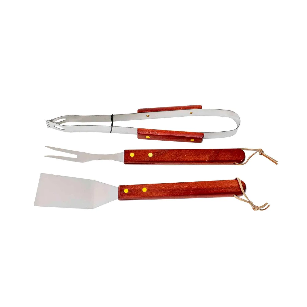 Set 3 piese pentru gratar cu maner din lemn Z-TOOLS / ZTS 8338