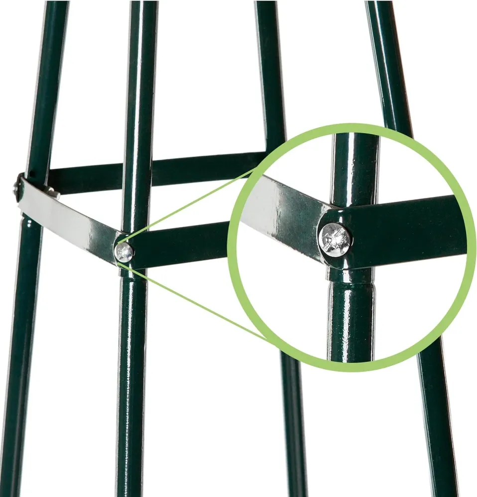 Set de 2 piramide pentru trandafiri, 195 x 35 x 35 cm, metal, verde