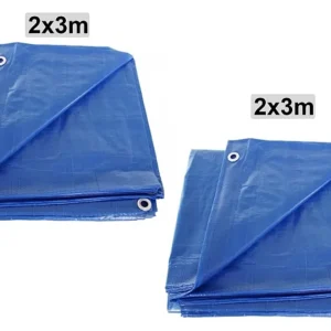 Set 2 x Prelata impermeabila cu inele, 80 gr/mp, dimensiuni: 2 m x 3 m