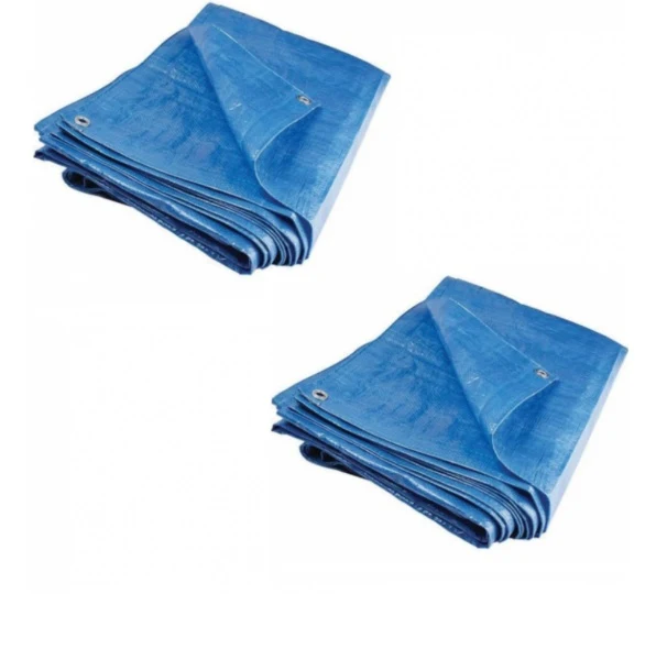 Set 2 x Prelate impermeabile cu inele, 80 gr/mp, rezistenta UV, dimensiune 3 m x 4 m