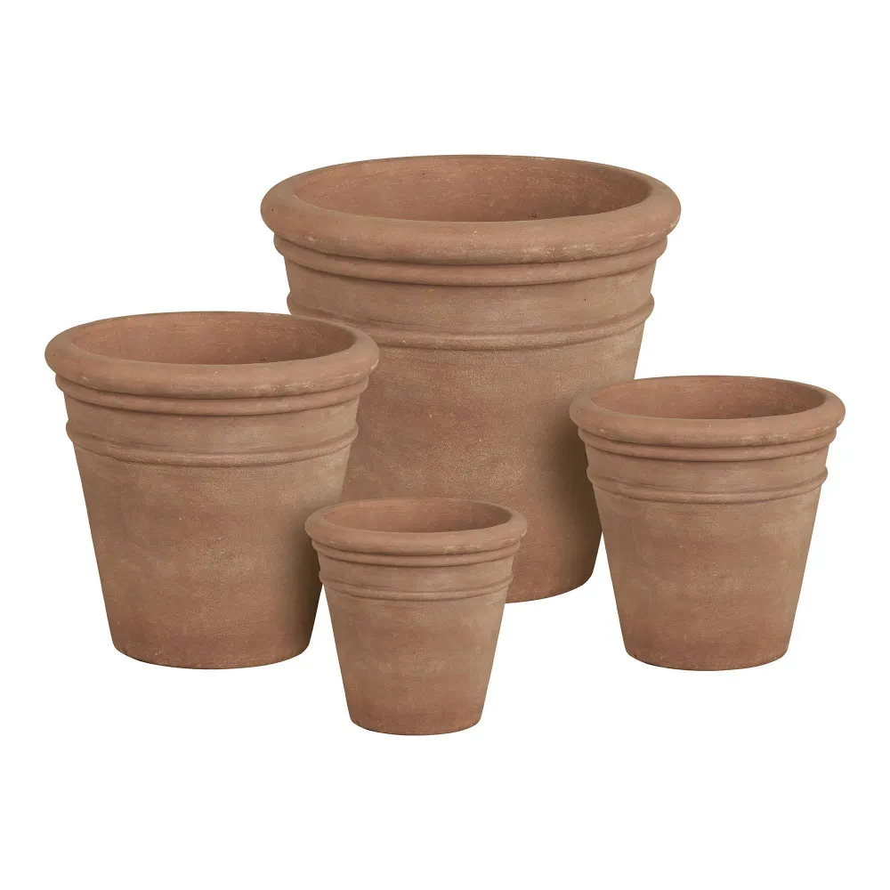 Stockport Ghiveci cu gaura de drenaj, maro, set de 4
