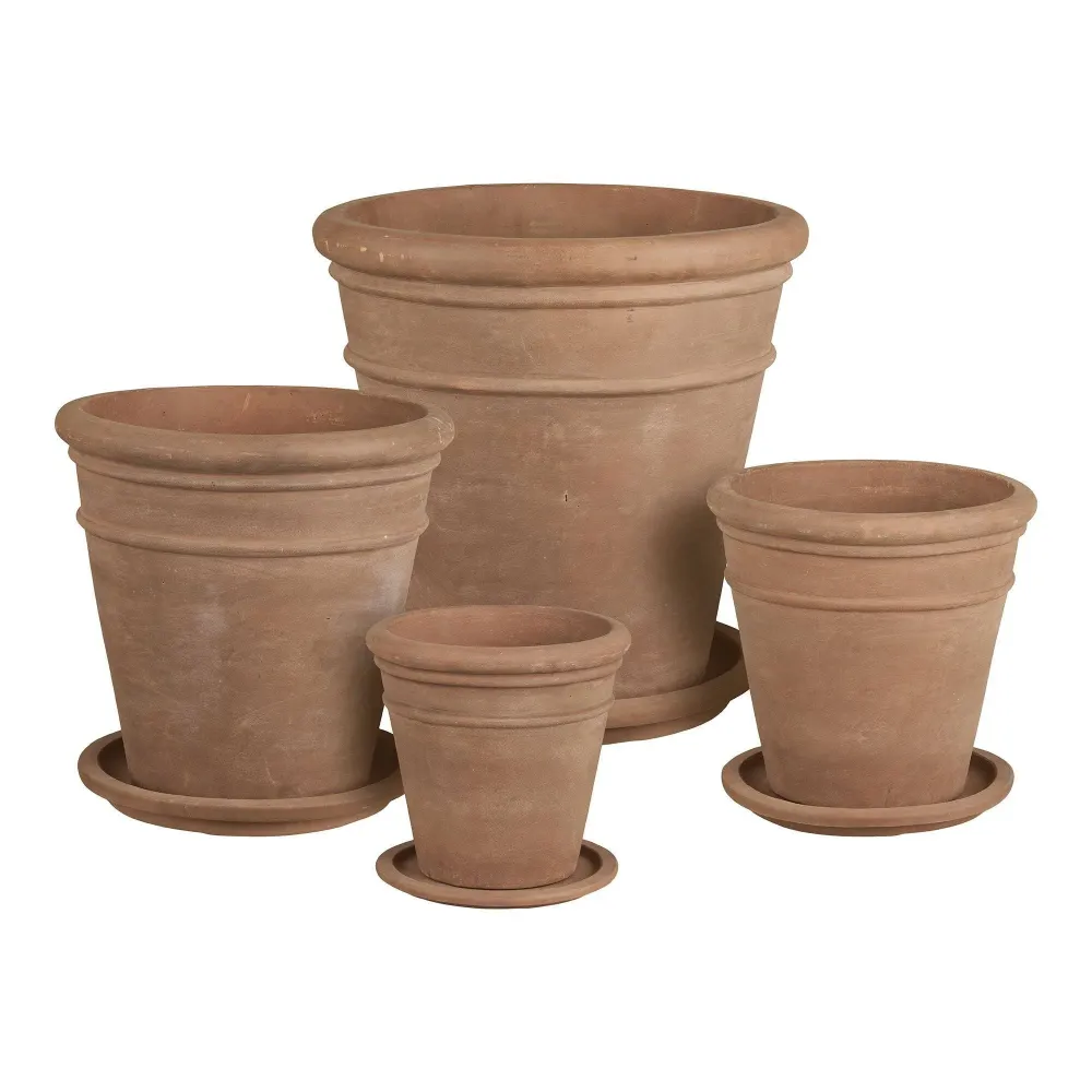 Stockport Ghiveci cu gaura de drenaj, maro, set de 4