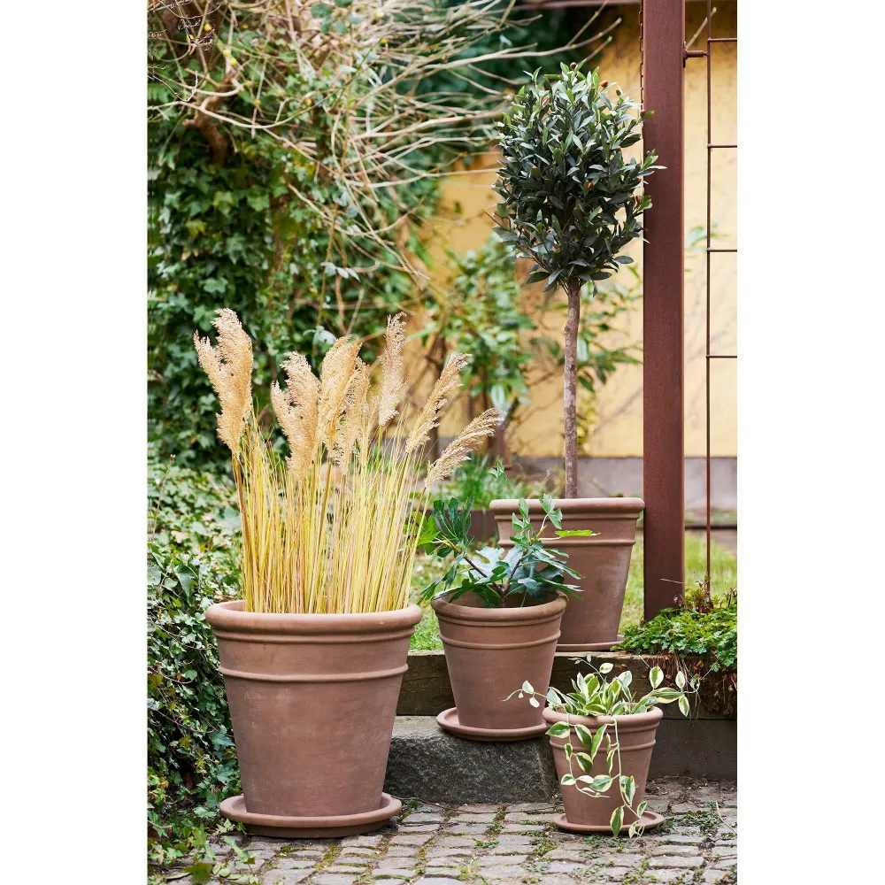 Stockport Ghiveci cu gaura de drenaj, maro, set de 4