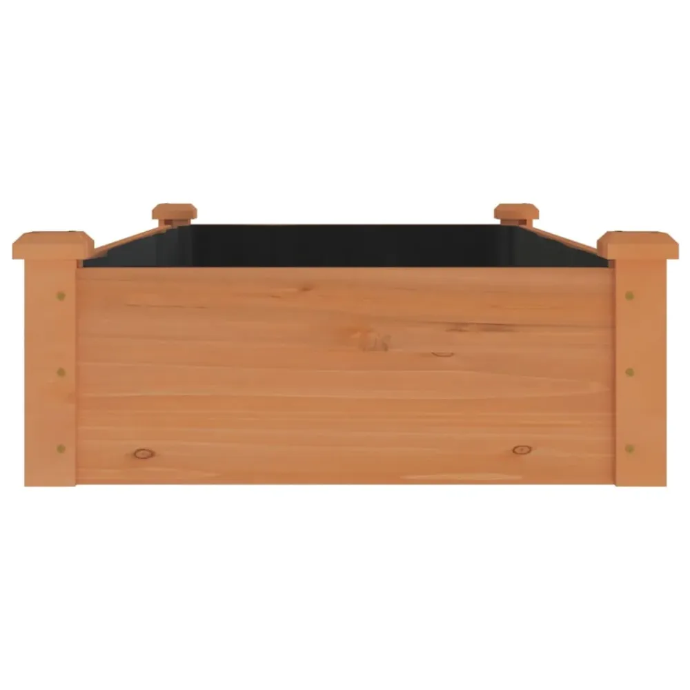 Strat grădină înălțat cu căptușeală maro 120x60x25 cm lemn brad