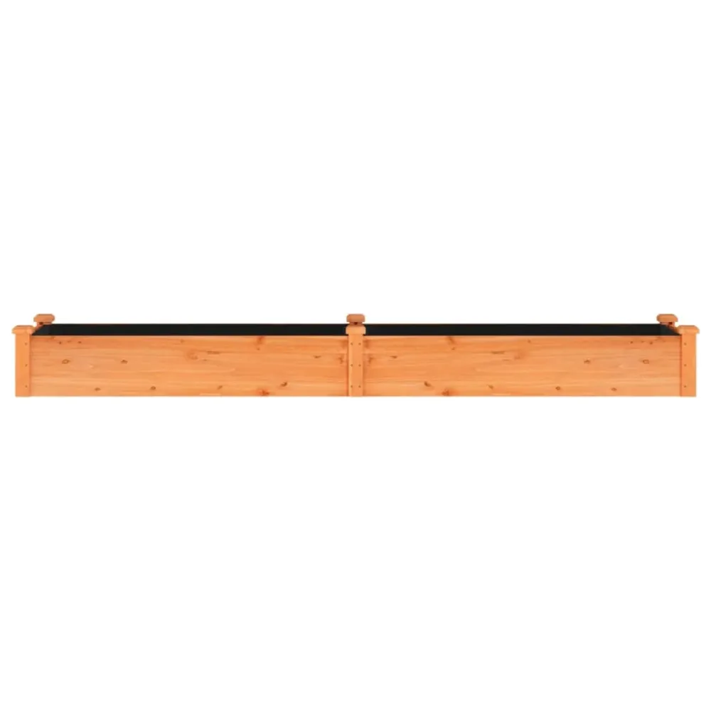 Strat grădină înălțat cu căptușeală maro 240x45x25 cm lemn brad