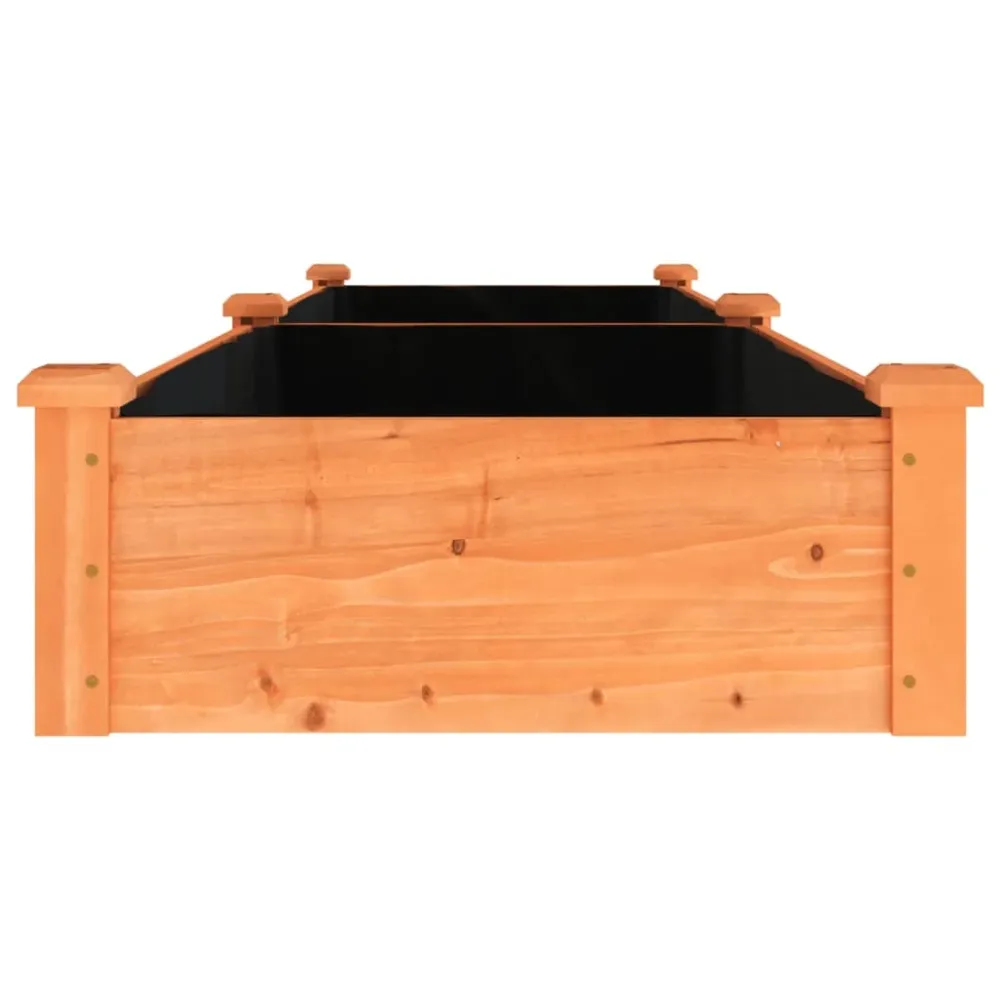 Strat grădină înălțat cu căptușeală maro 240x60x25 cm lemn brad