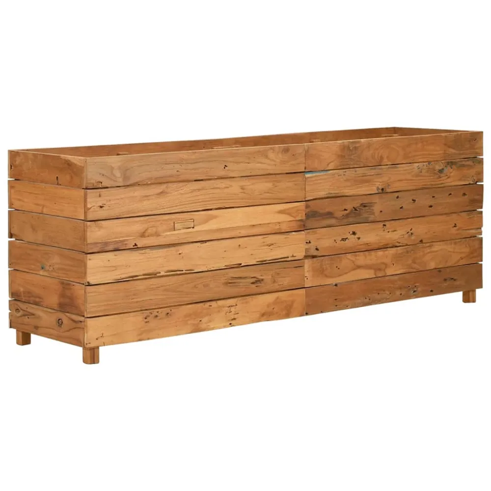 Strat înălțat, 150x40x55 cm, lemn de tec reciclat și oțel