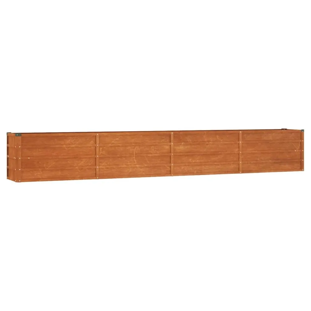 Strat înălțat de grădină, ruginiu, 320x40x45 cm, oțel corten