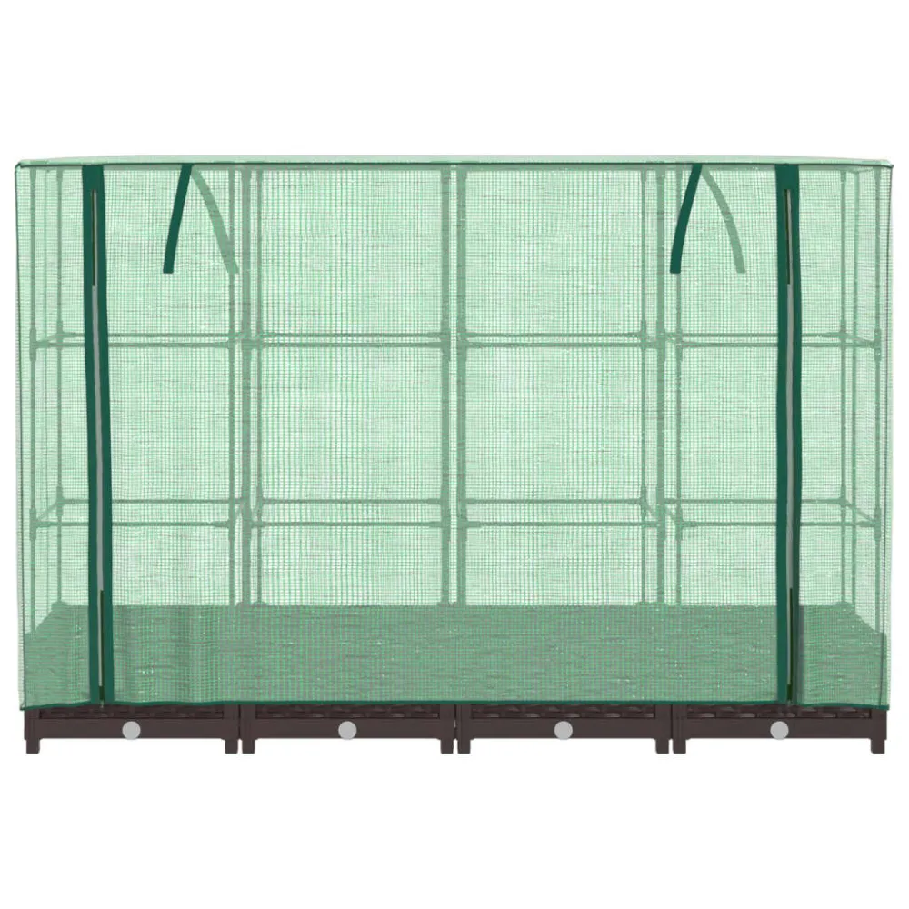 Strat înălțat cu husă de seră, aspect ratan, 160x40x123 cm