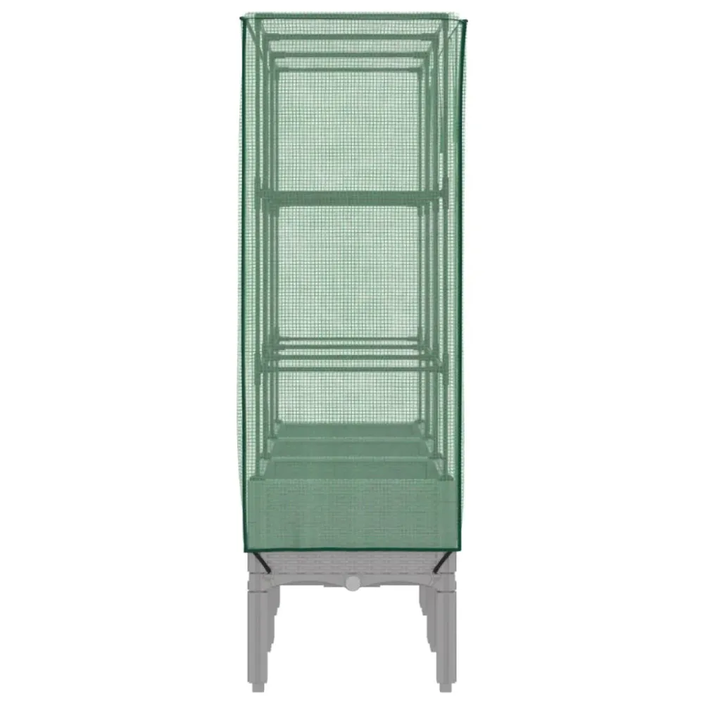 Strat înălțat cu husă de seră, aspect ratan, 120x40x140 cm