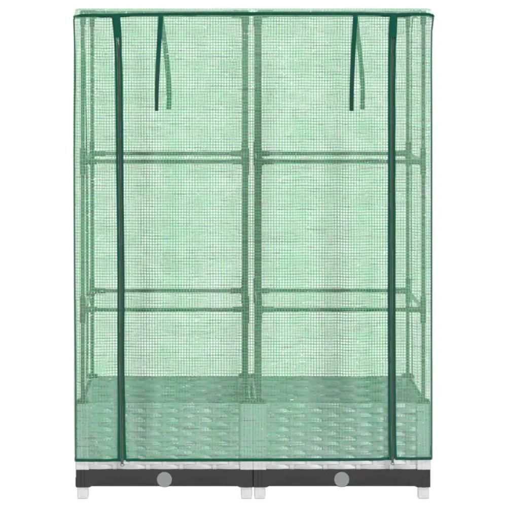 Strat înălțat cu husă de seră, aspect ratan, 80x40x123 cm