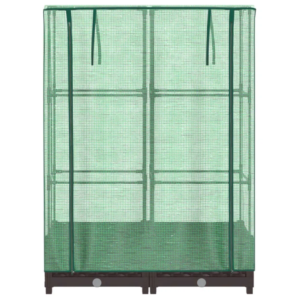 Strat înălțat cu husă de seră, aspect ratan, 80x40x123 cm