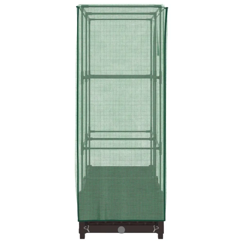 Strat înălțat cu husă de seră, aspect ratan, 80x40x123 cm