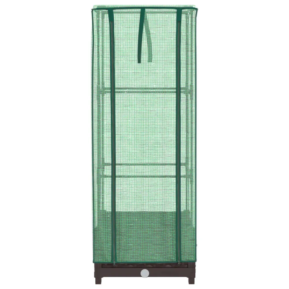 Strat înălțat cu husă de seră, aspect ratan, 40x40x123 cm