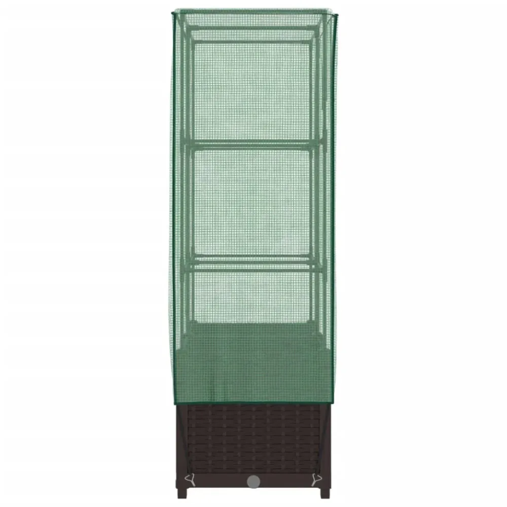 Strat înălțat cu husă de seră, aspect ratan, 80x40x138 cm