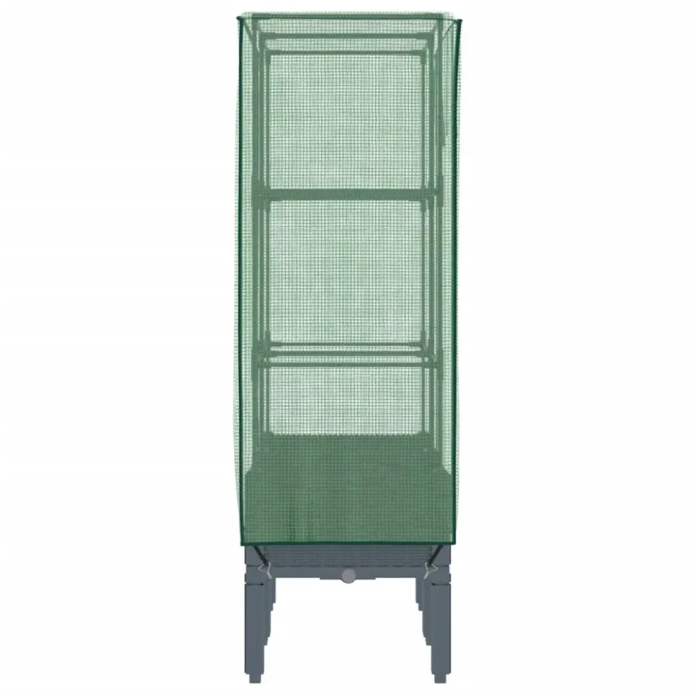 Strat înălțat cu husă de seră, aspect ratan, 80x40x140 cm