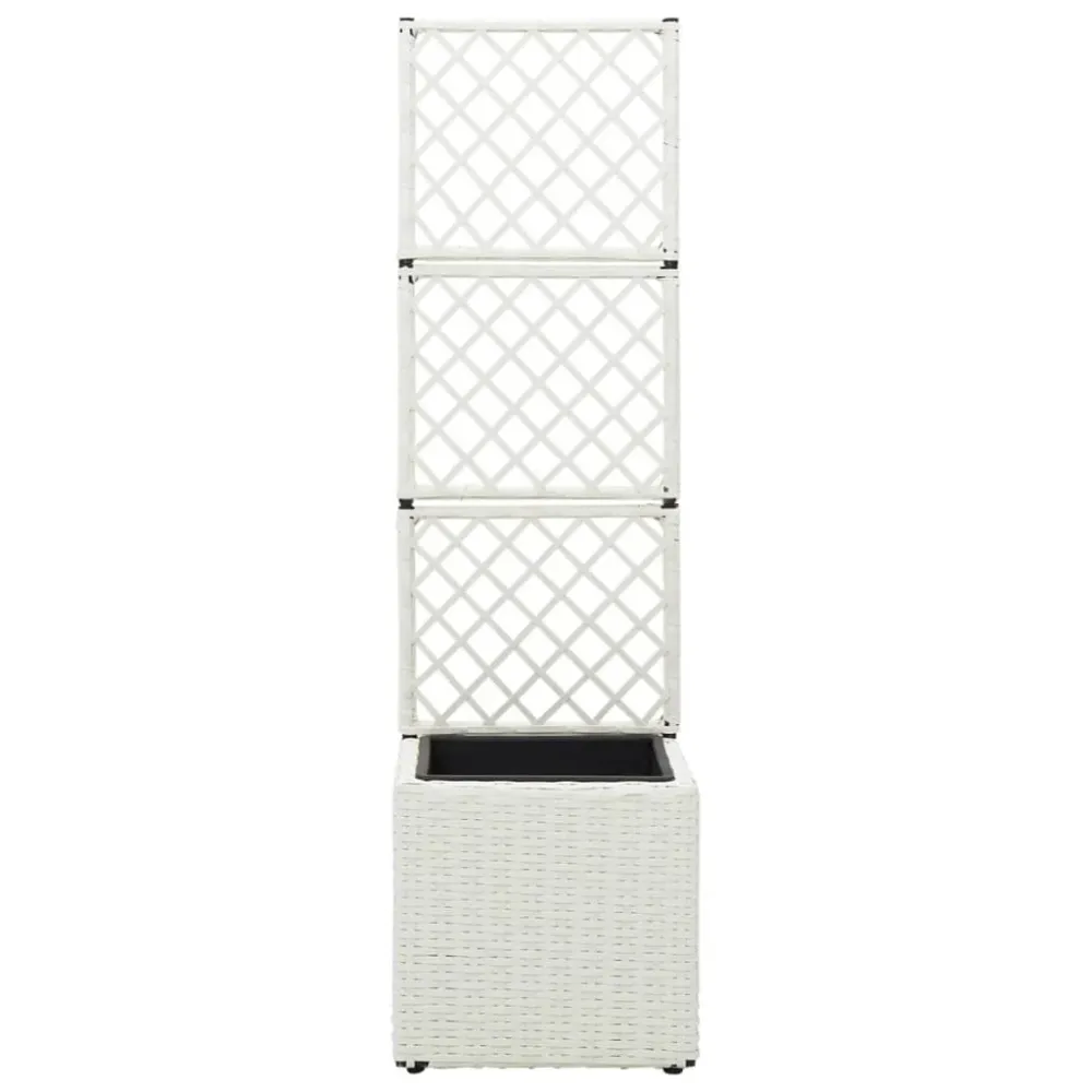 Strat înălțat spalier cu 1 ghiveci alb 30x30x107 cm poliratan