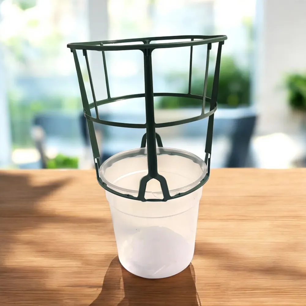 Suport verde pentru ghiveci Ø12 cm – stabilitate si sustinere discreta