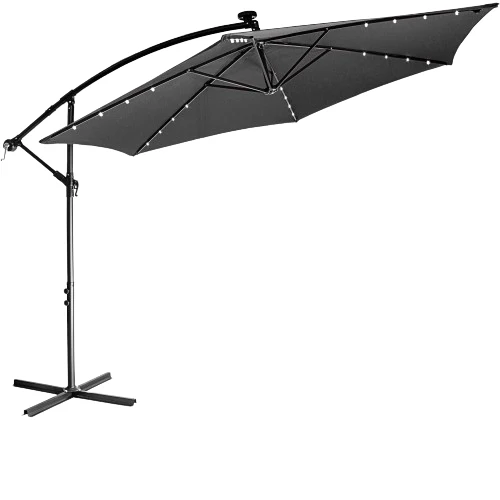 Umbrela de soare cu led-uri, diametru 350 cm, antracit
