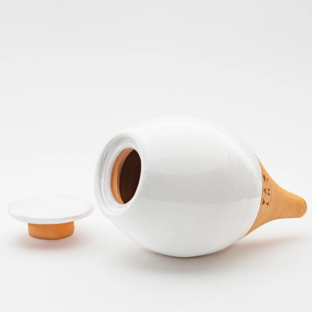 Vas de auto-udare plante alb LUTOYA, decorativ, ceramic, lut, natural, 700 ml