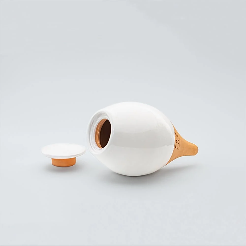 Vas de auto-udare plante alb LUTOYA, decorativ, ceramic, lut, natural, 350 ml