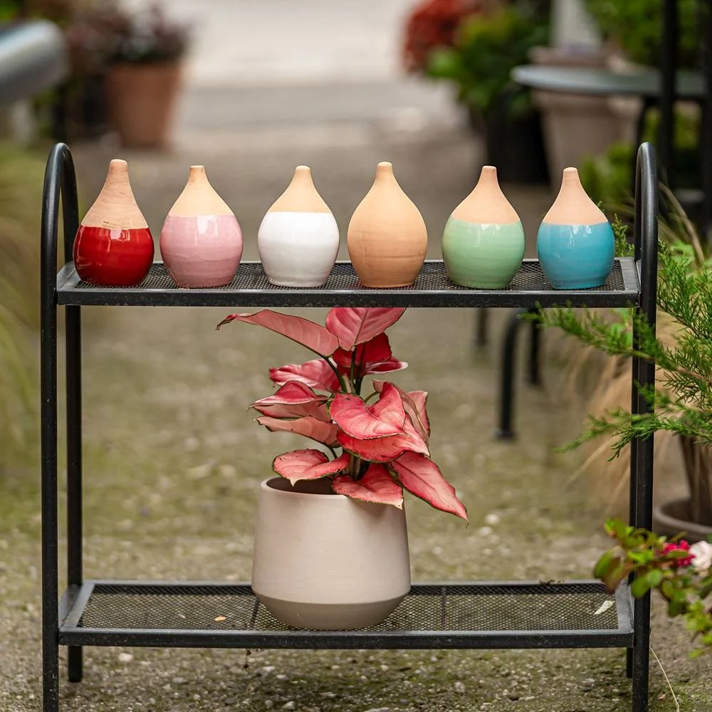 Vas de auto-udare plante albastru LUTOYA, decorativ, ceramic, lut, natural,350 ml
