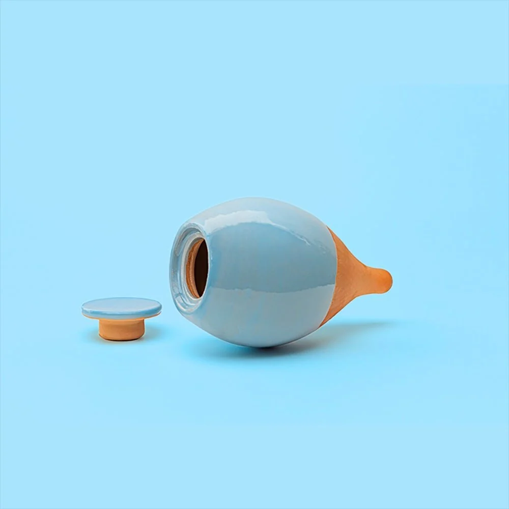 Vas de auto-udare plante albastru LUTOYA, decorativ, ceramic, lut, natural, 700 ml