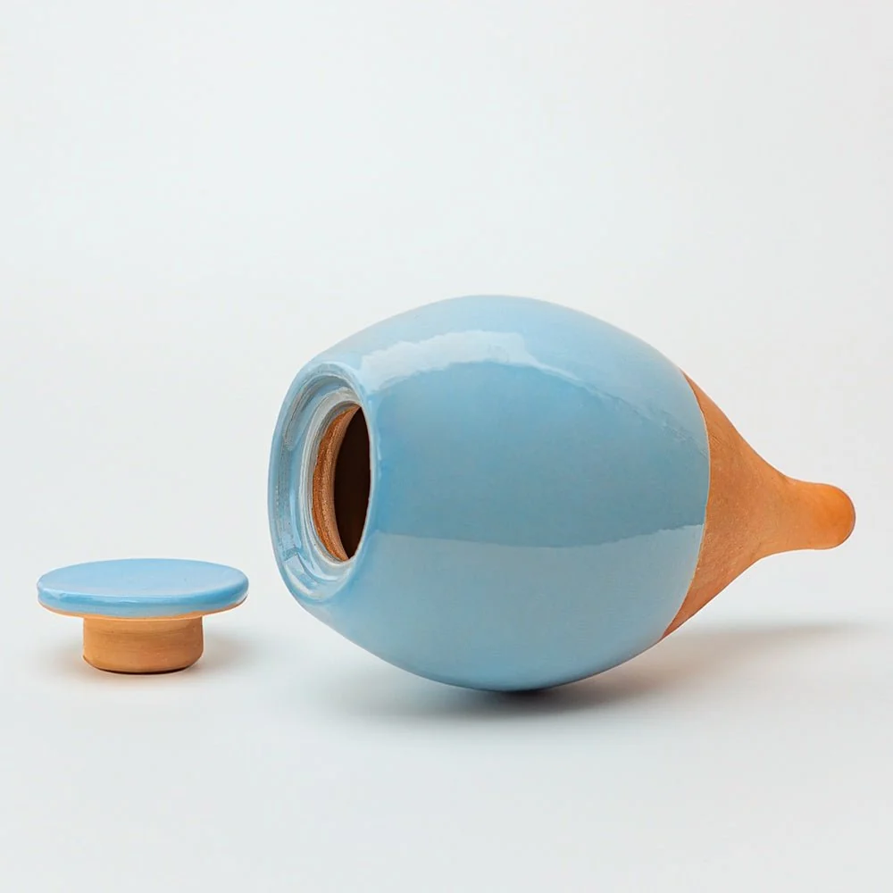Vas de auto-udare plante albastru LUTOYA, decorativ, ceramic, lut, natural, 700 ml