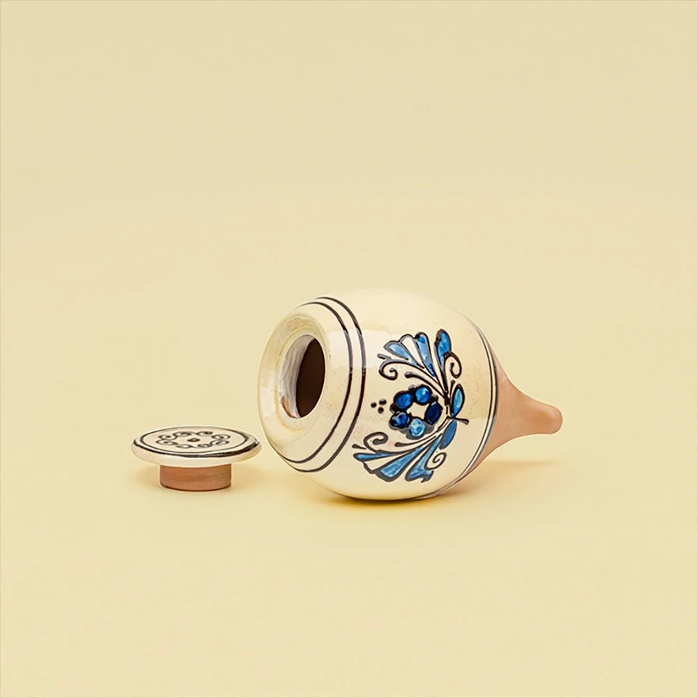 Vas de auto-udare plante ''Motive Traditionale''LUTOYA, decorativ, ceramic, lut, natural, 350 ml