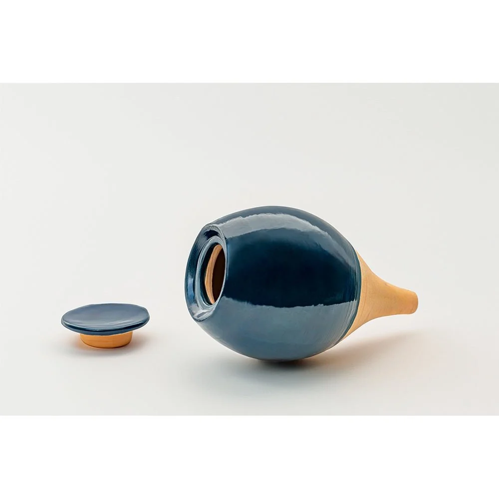 Vas de auto-udare plante "Noapte Albastra" LUTOYA, decorativ, ceramic, lut, natural, 350 ml