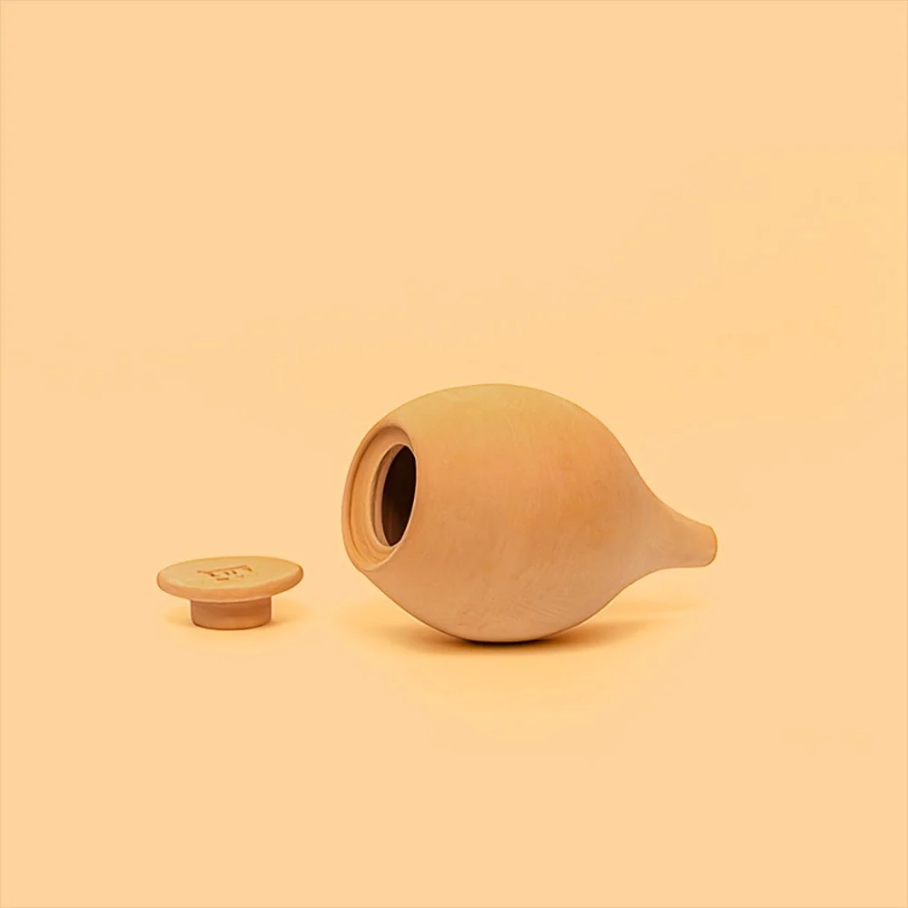 Vas de auto-udare plante portocaliu LUTOYA, decorativ, ceramic, lut, natural, 350 ml