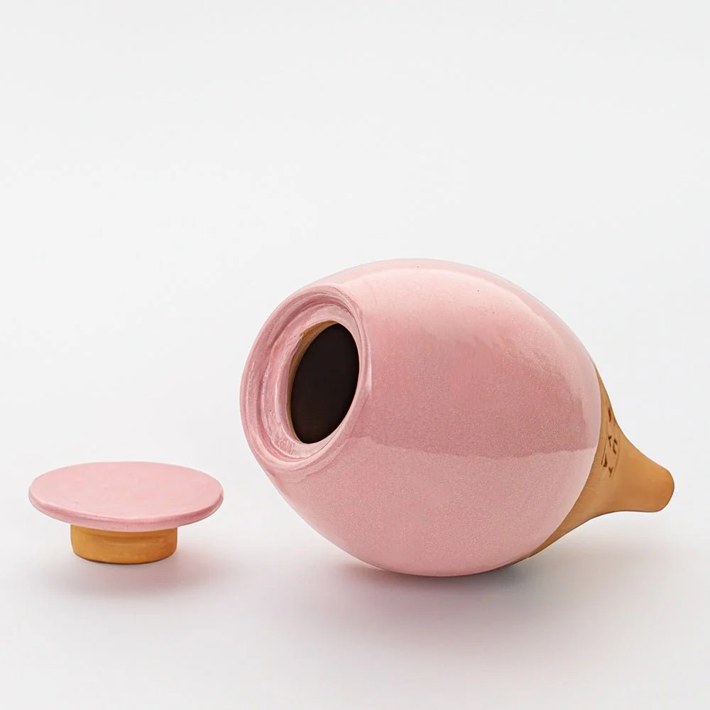 Vas de auto-udare plante roz LUTOYA, decorativ, ceramic, lut, natural, 350 ml