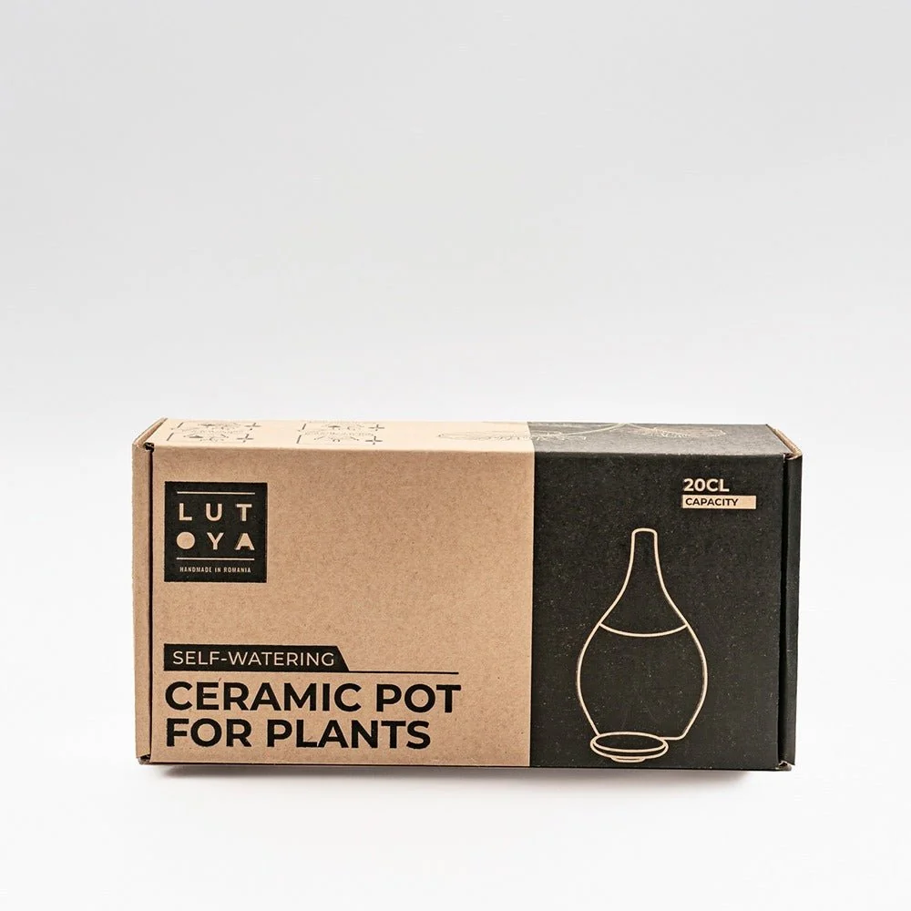 Vas de auto-udare plante roz LUTOYA, decorativ, ceramic, lut, natural, 200 ml
