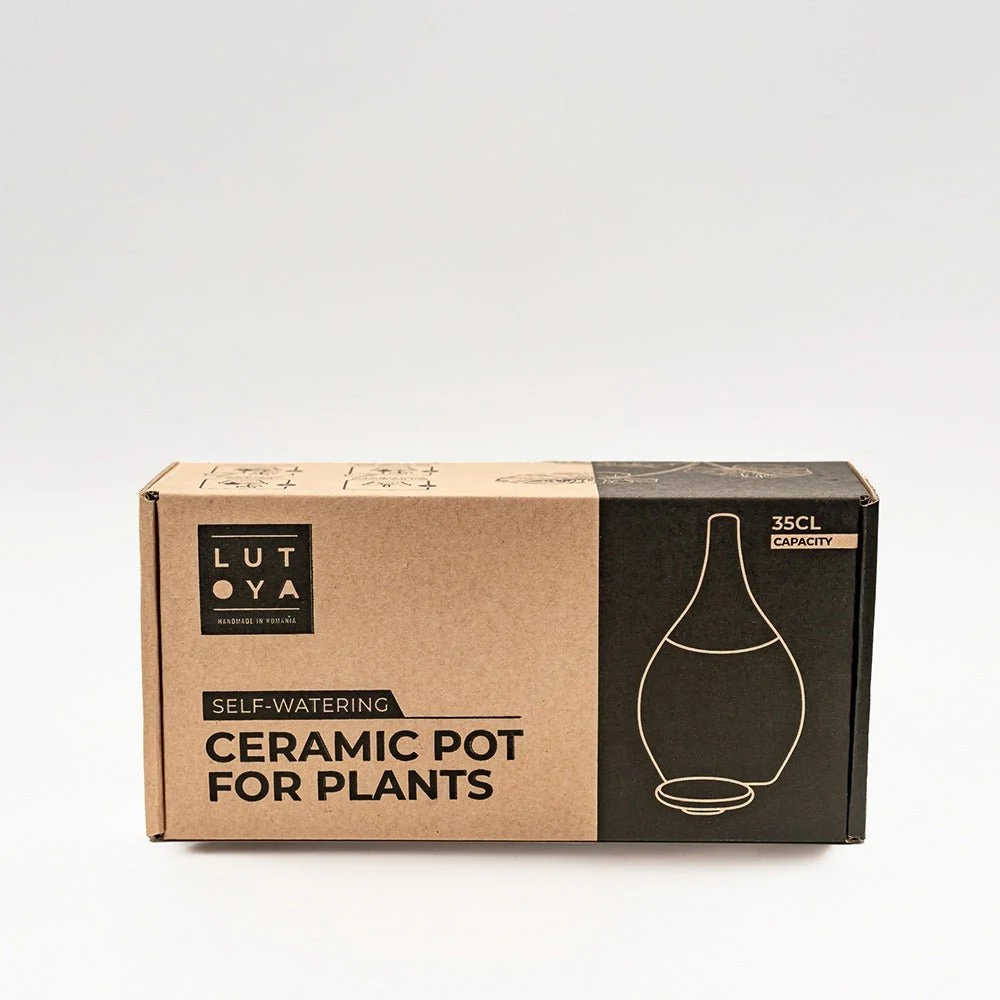 Vas de auto-udare plante verde LUTOYA, decorativ, ceramic, lut, natural, 350 ml