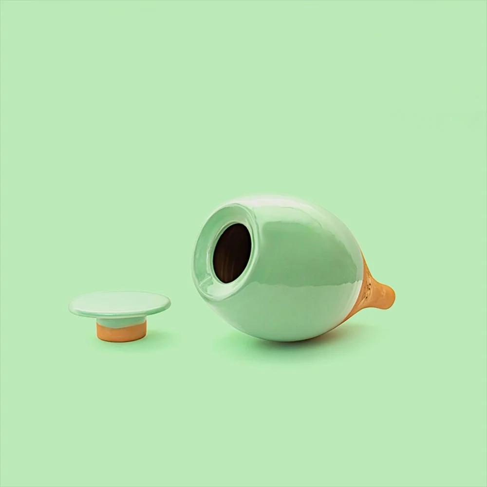 Vas de auto-udare plante verde LUTOYA, decorativ, ceramic, lut, natural, 700 ml